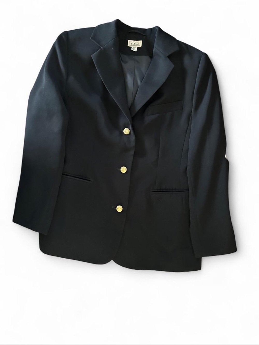L.L. Bean Black Women's Navy-Style Blazer with Gold Buttons